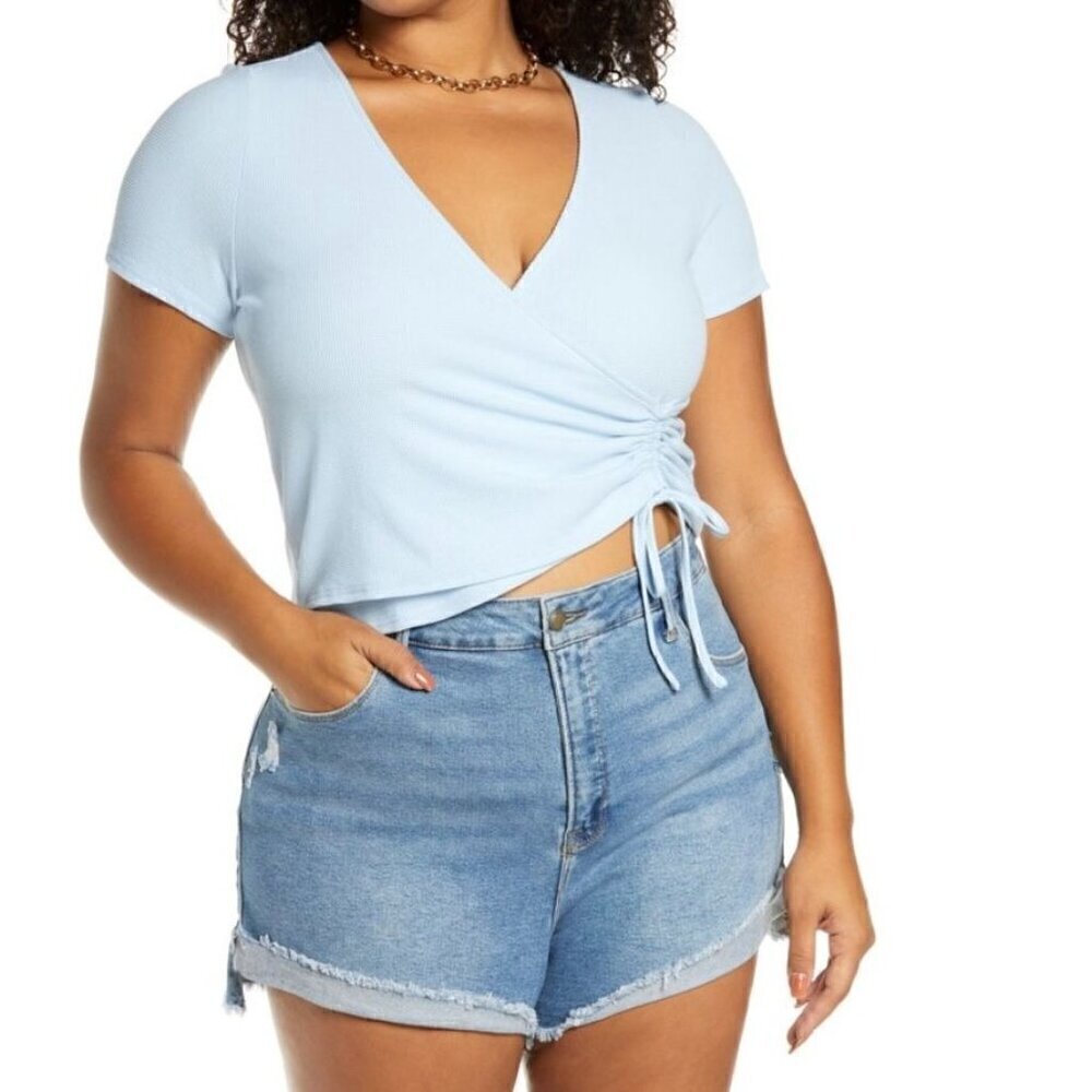 NWT BP by Nordstrom Flirty Tie Mini Thermal Crop Top - Size: Large